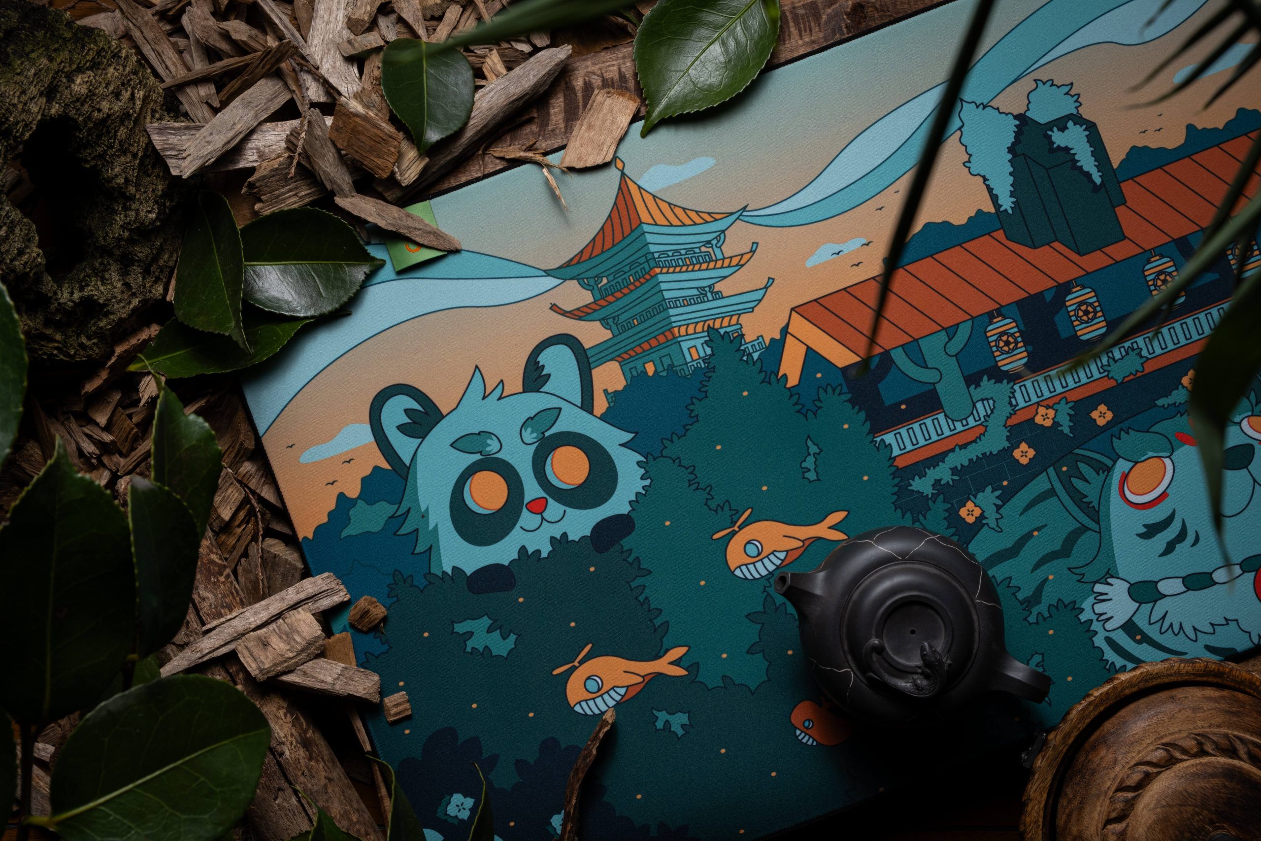 japanese mousepad with a koala and fish